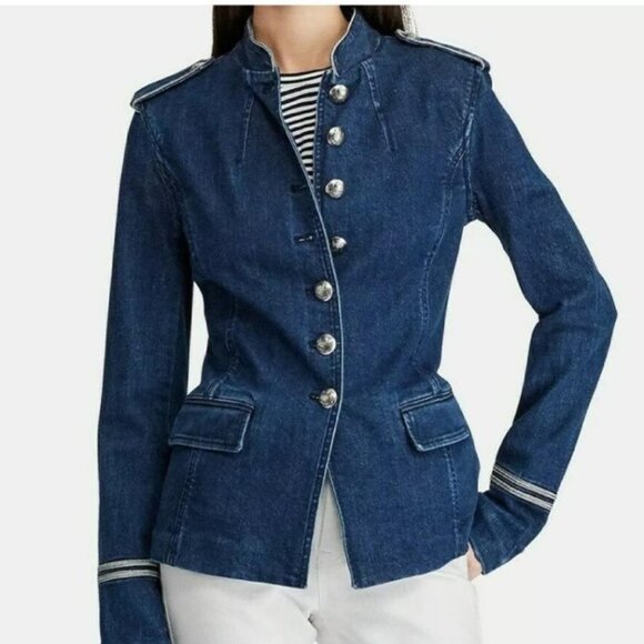 Lauren Ralph Lauren Jackets & Blazers - Lauren Ralph Lauren Bluestar Military Denim Jean Jacket.  SZ 2